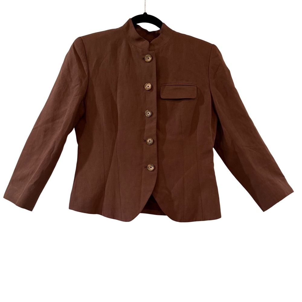 Liz Claiborne Linen Silk Jacket Old Money Quiet Luxury Minimalist Blazer Y2K 4